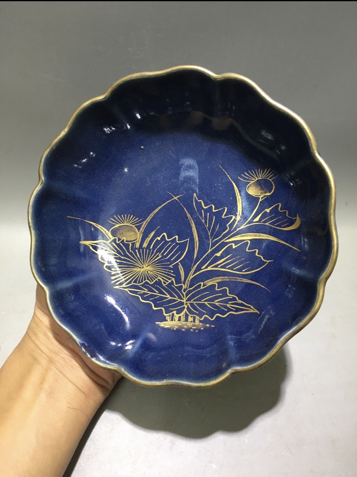 蔵友旧蔵出 宋 鈞窯 ローズ紫釉 花口碗 古陶瓷品 置物 古賞物