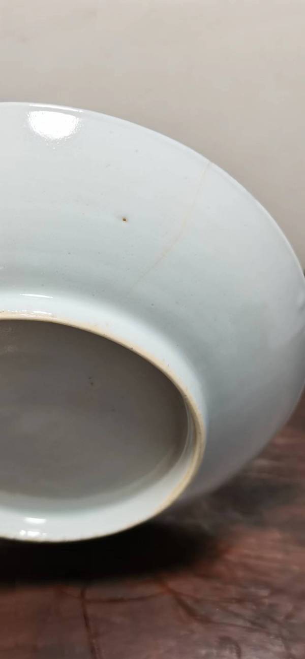 古玩陶瓷清中樓臺亭閣山水紋青花盤拍賣,當前價格500元