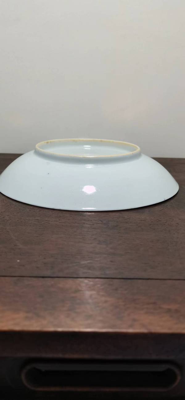 古玩陶瓷清中樓臺亭閣山水紋青花盤拍賣,當前價格500元