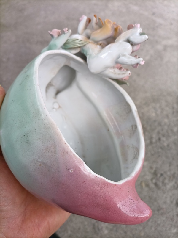 古玩陶瓷出口創匯期貼塑桃紋洗拍賣,當前價格300元