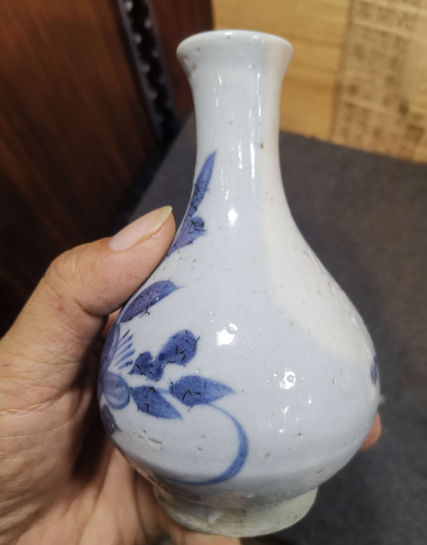 古玩陶瓷明末清初青花一束蓮玉壺春瓶拍賣,當前價格2000元