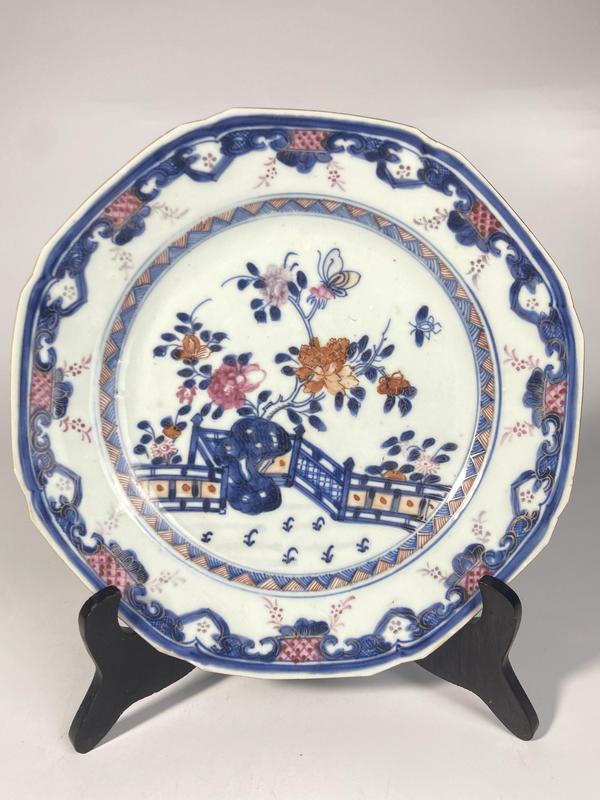 古玩陶瓷清乾隆 青花加彩描金花卉紋盤拍賣,當前價格1550元
