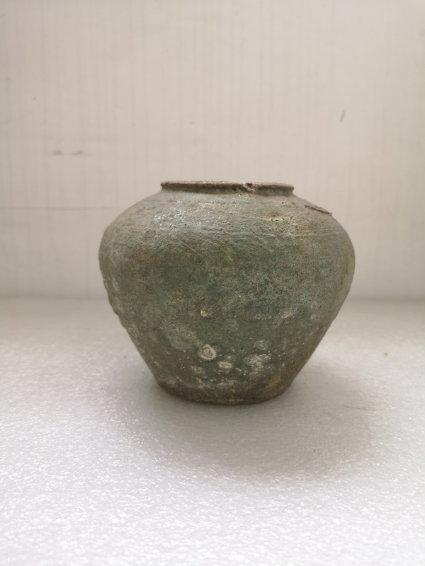 古玩陶瓷漢代紅陶綠釉罐拍賣,當前價格850元