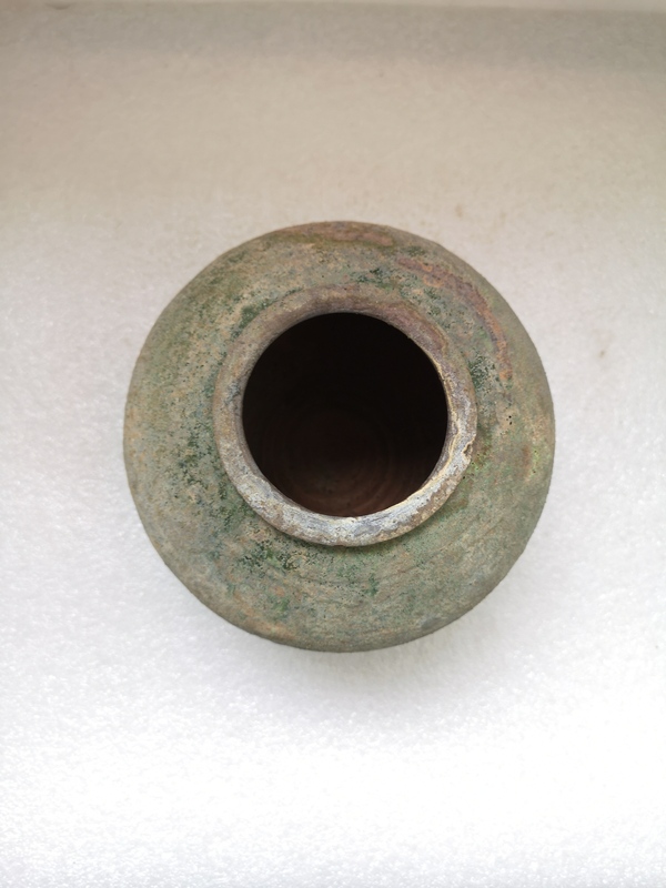 古玩陶瓷漢代紅陶綠釉罐拍賣,當前價格850元