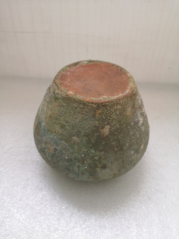 古玩陶瓷漢代紅陶綠釉罐拍賣,當前價格850元