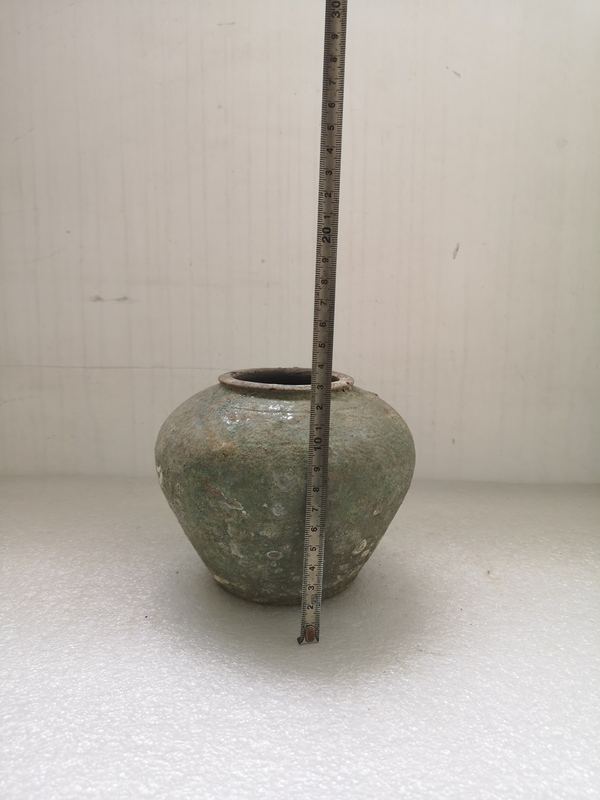 古玩陶瓷漢代紅陶綠釉罐拍賣,當前價格850元