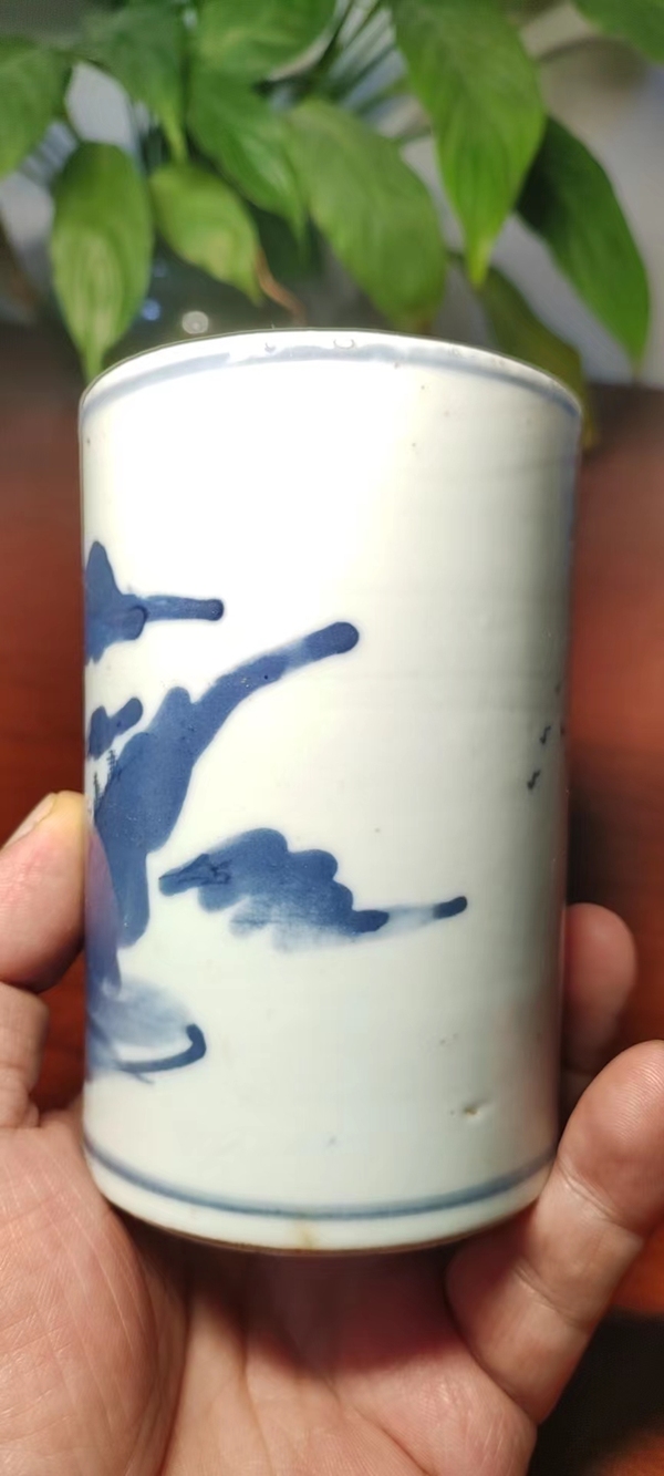 古玩陶瓷清道咸山水紋青花筆筒拍賣,當前價格4800元