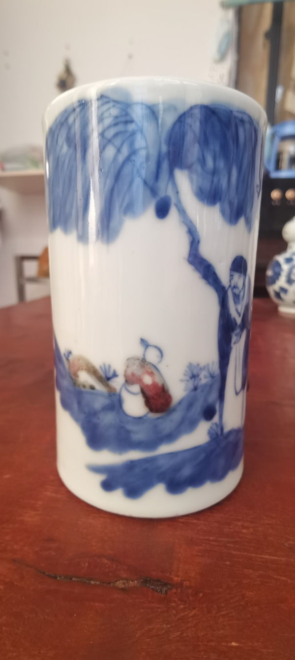 古玩陶瓷清晚期青花釉里紅筆筒拍賣,當前價格7800元