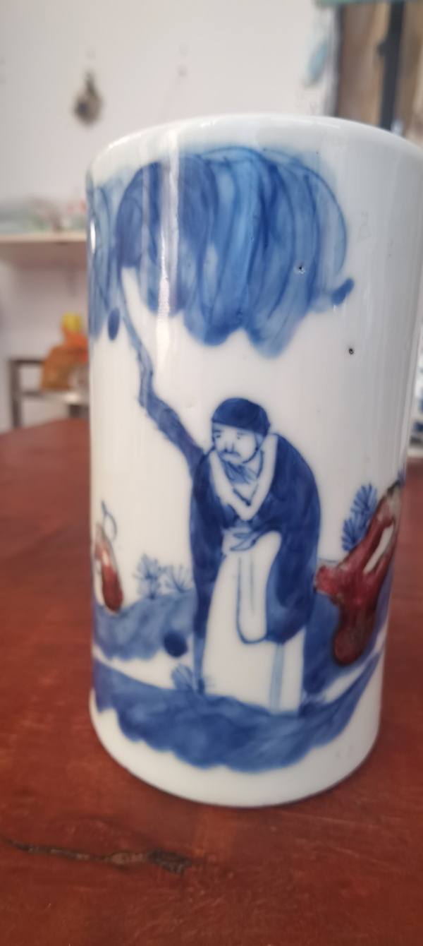 古玩陶瓷清晚期青花釉里紅筆筒拍賣,當前價格7800元
