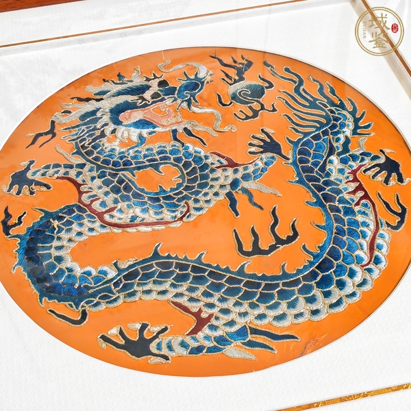 古玩雜項團龍紋刺繡繡片兩幅真品鑒賞圖