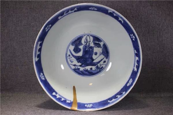 古玩陶瓷晚明壽字紋開光群仙祝壽圖青花碗拍賣，當(dāng)前價(jià)格3500元