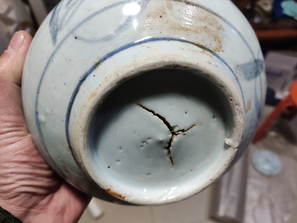 古玩陶瓷明末青花花卉紋缽式爐拍賣,當前價格988元