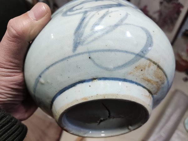 古玩陶瓷明末青花花卉紋缽式爐拍賣,當前價格988元