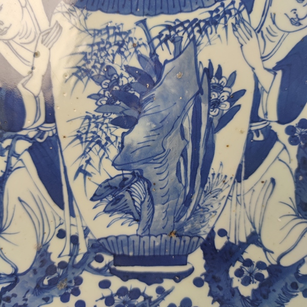 古玩陶瓷青花童子抱瓶花鳥紋大盤拍賣,當前價格22880元