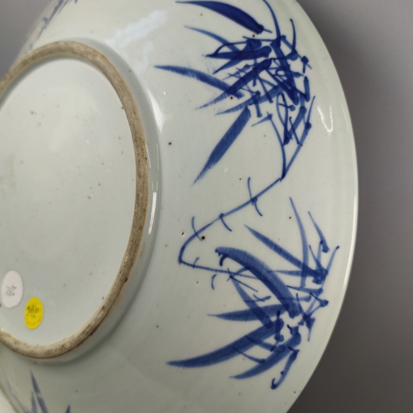 古玩陶瓷青花童子抱瓶花鳥紋大盤拍賣,當前價格22880元