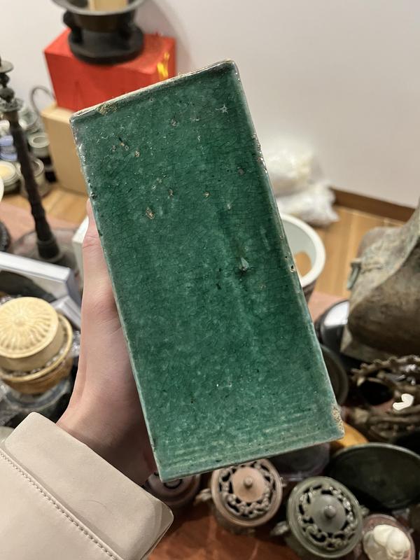 古玩陶瓷清末民國綠釉書擋拍賣,當前價格199元