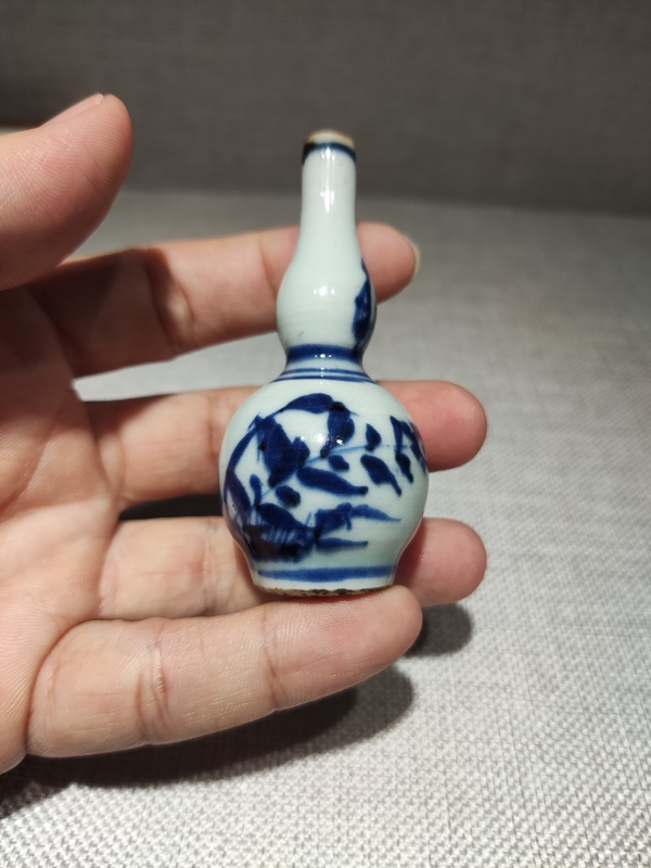 古玩陶瓷康熙青花花卉紋小葫蘆瓶拍賣，當前價格1800元