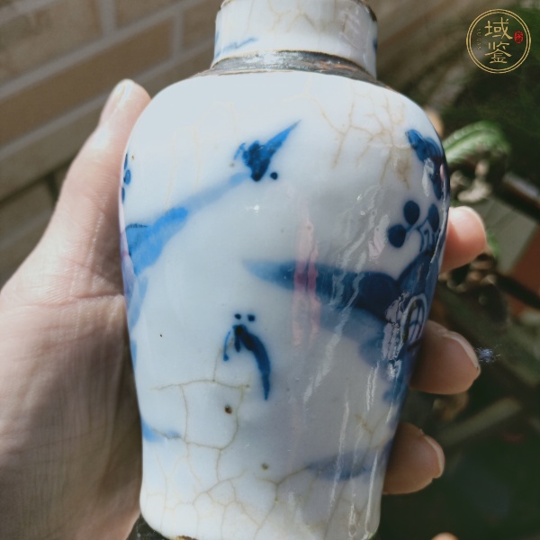 古玩陶瓷青花教子图人物纹瓶真品鉴赏图