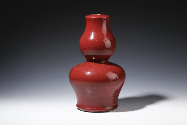 古玩陶瓷【21点20分截拍】清中·红釉庙顶拍卖，当前价格2396元