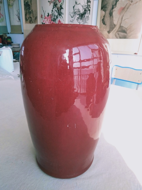 古玩陶瓷清中乾隆钧红釉截口大瓶拍卖，当前价格980元