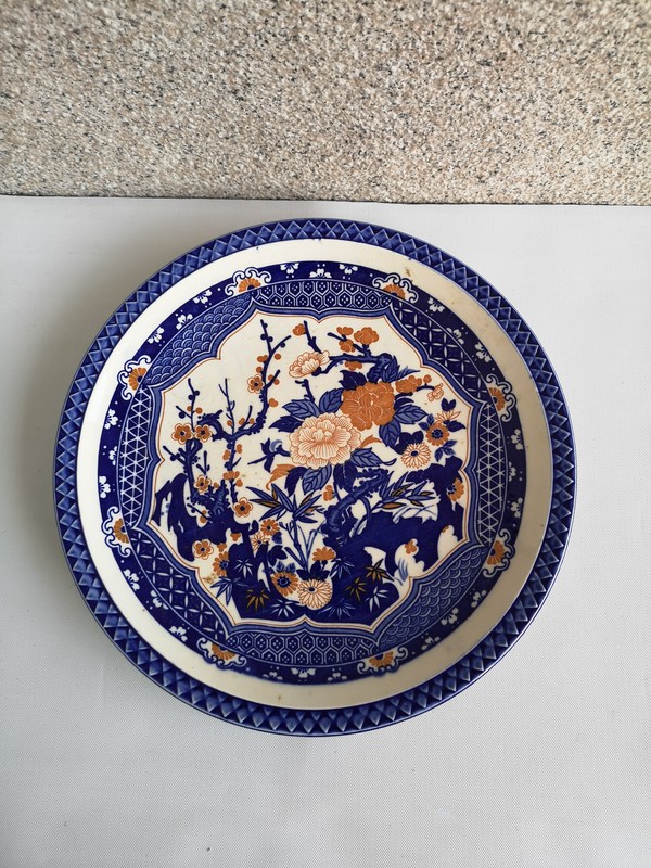 古玩陶瓷六十至八十年代青花加彩花卉紋盤拍賣,當前價格398元