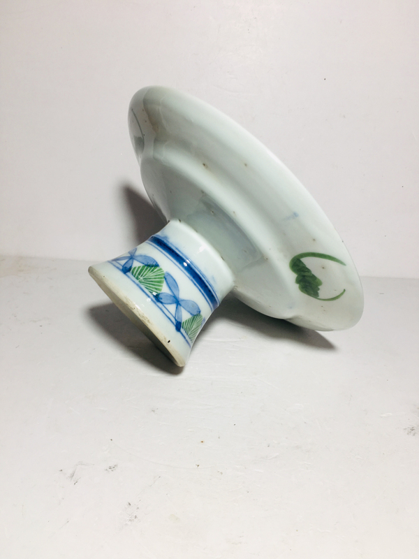 古玩陶瓷(已保真帶證書)釉下彩葡萄紋高足盤拍賣,當前價格888元
