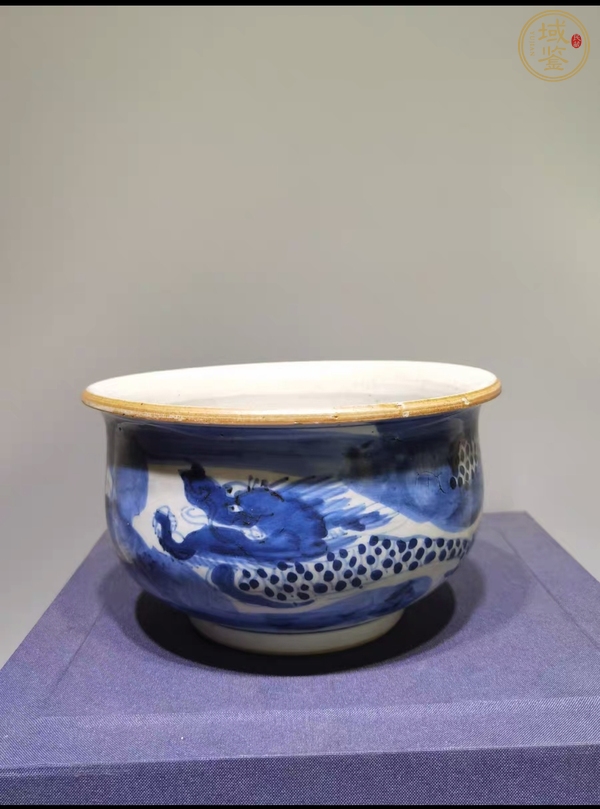 古玩陶瓷青花龙纹圈足钵式香炉真品鉴赏图