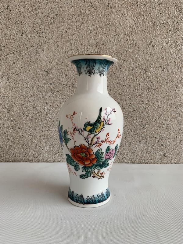 古玩陶瓷出口創匯期花鳥紋彩瓷觀音瓶拍賣,當前價格298元