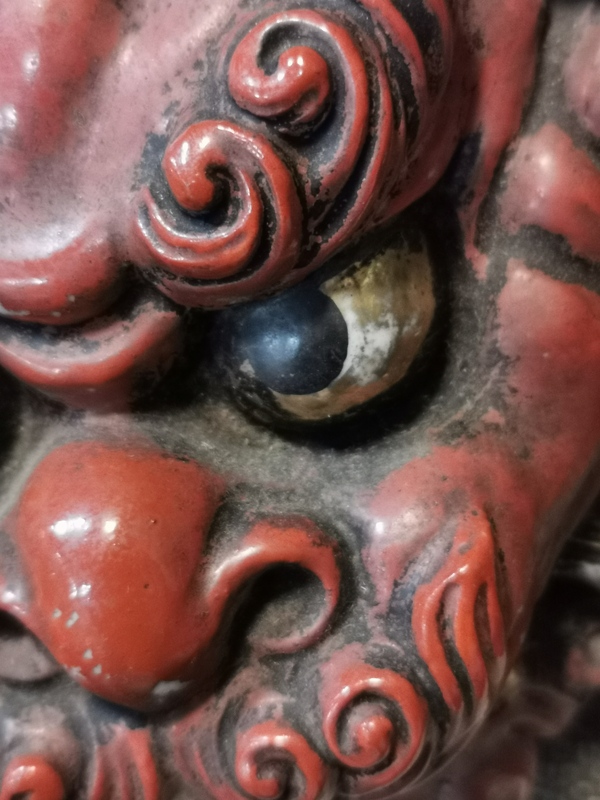 古玩陶瓷上世紀晚期飄帶繡球獅子塑像拍賣,當前價格9008元