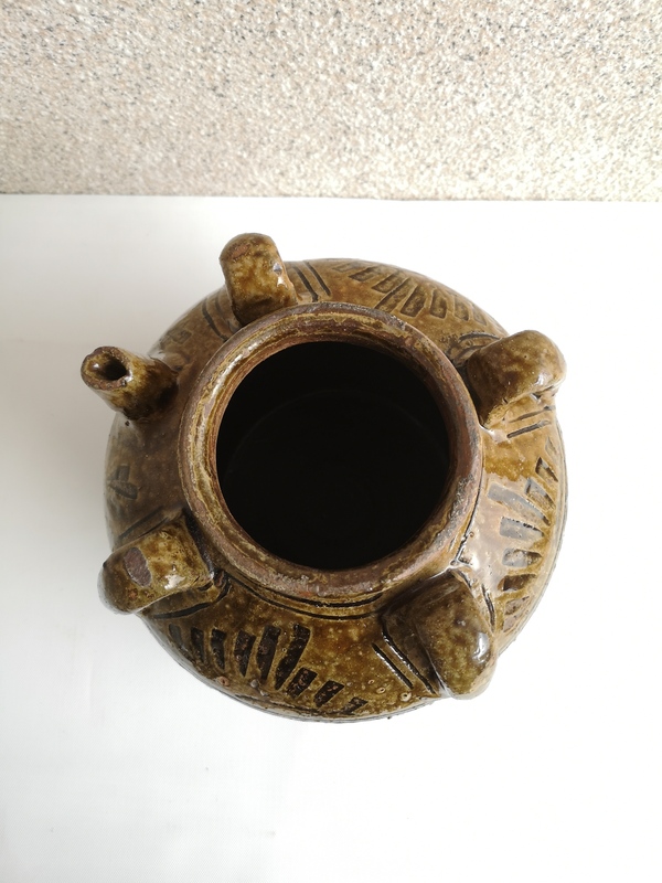 古玩陶瓷民國褐釉四系壺拍賣,當(dāng)前價(jià)格450元