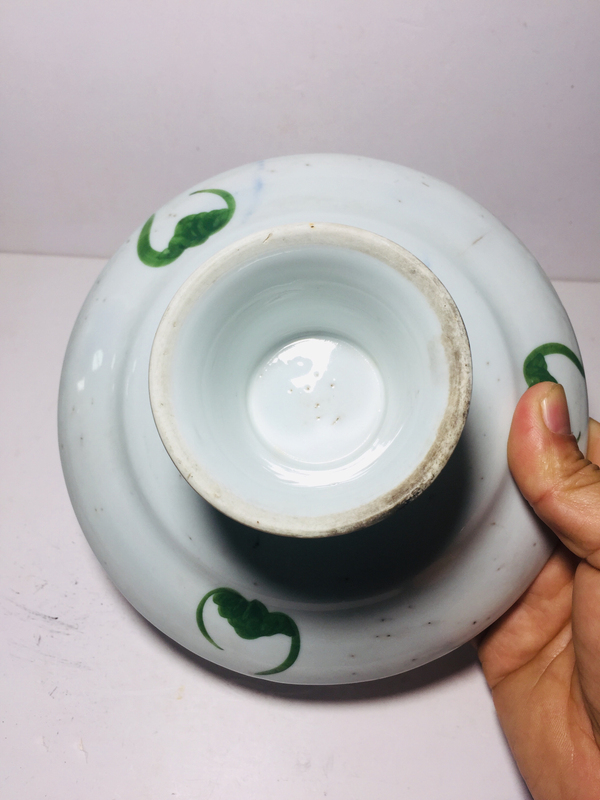 古玩陶瓷葡萄紋青花加彩高足盤(pán)拍賣(mài),當(dāng)前價(jià)格888元
