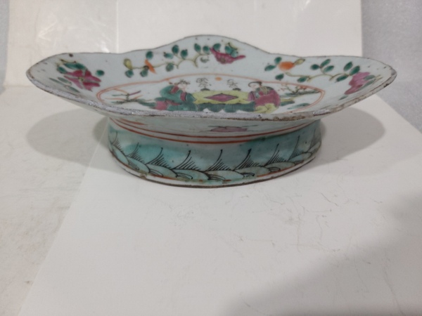 古玩陶瓷晚清人物紋粉彩貢盤拍賣,當前價格1680元