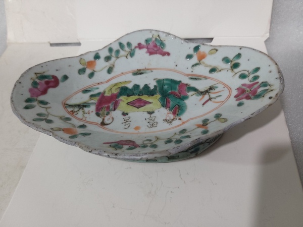 古玩陶瓷晚清人物紋粉彩貢盤拍賣,當前價格1680元
