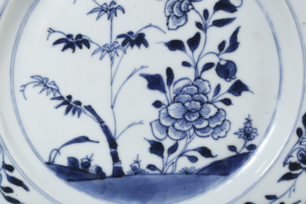 古玩陶瓷清康熙·青花花竹紋盤拍賣,當前價格888元