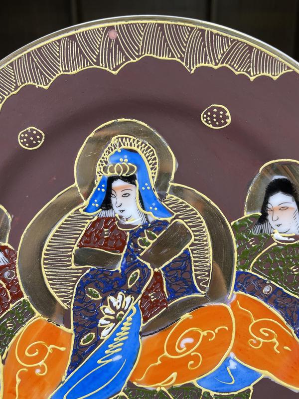 古玩陶瓷民國 精品料彩描真金菩薩人物紋盤拍賣,當前價格480元