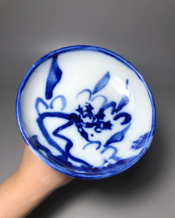 古玩陶瓷精品青花花卉紋高足盤拍賣,當前價格1588元