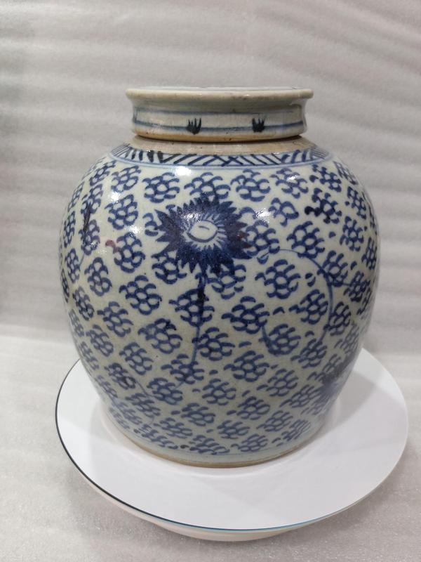 古玩陶瓷青花鳳眼紋蓋罐拍賣,當前價格1680元