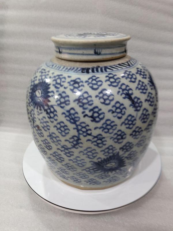 古玩陶瓷青花鳳眼紋蓋罐拍賣,當前價格1680元