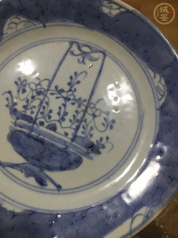古玩陶瓷康熙·青花花籃紋盤真品鑒賞圖