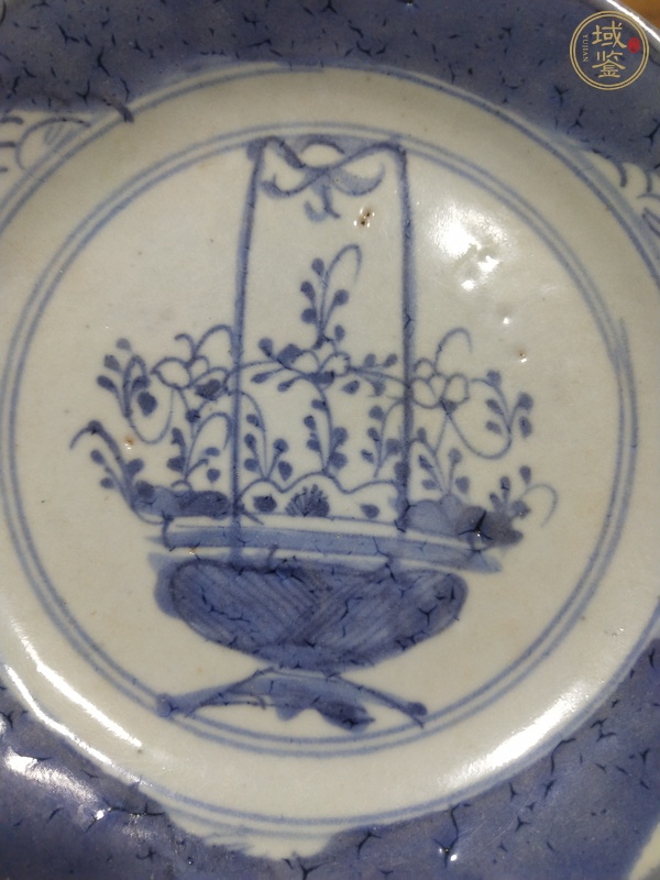 古玩陶瓷康熙·青花花籃紋盤真品鑒賞圖