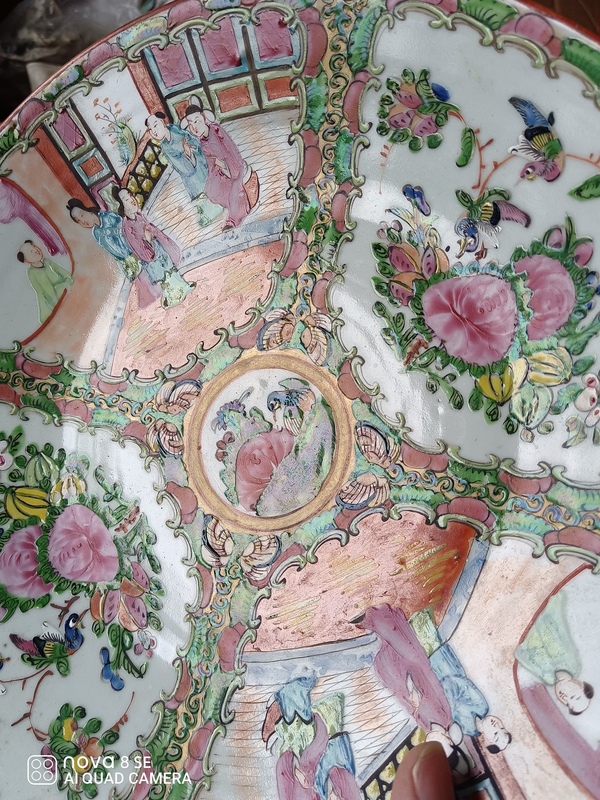 古玩陶瓷清代廣彩開窗花鳥人物賞盤拍賣,當(dāng)前價(jià)格1600元