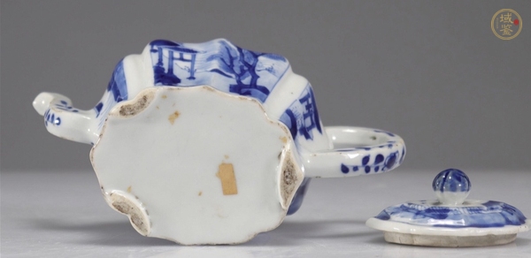 古玩陶瓷青花風景人物紋茶壺真品鑒賞圖