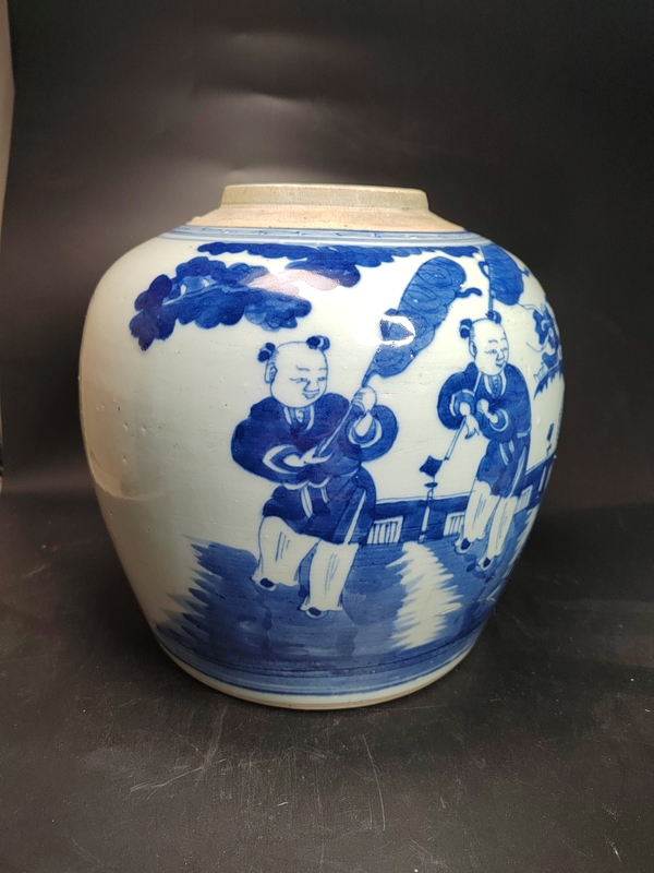 古玩陶瓷清道光青花麒麟送子圖罐拍賣,當(dāng)前價格1899元