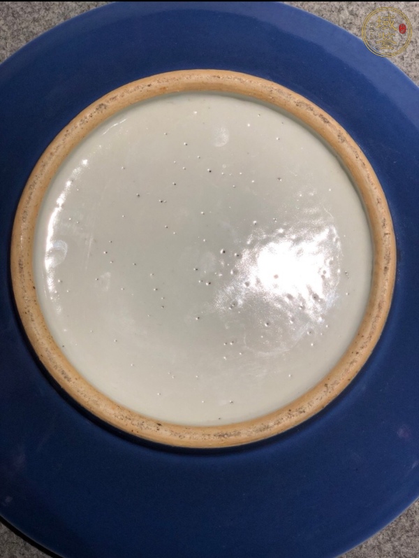 古玩陶瓷清道光霁蓝釉盘真品鉴赏图