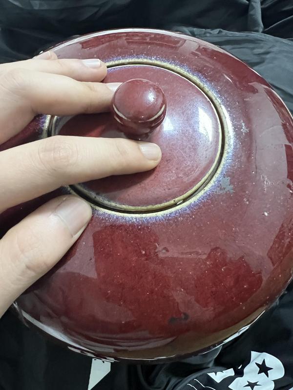 古玩陶瓷清中期祭紅釉罐拍賣,當前價格15000元
