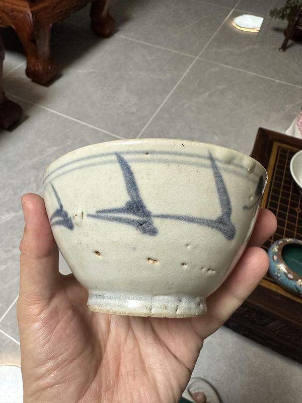 古玩陶瓷明末清初花卉紋青花碗拍賣,當前價格1000元