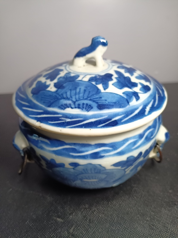 古玩陶瓷清道咸細路青花花卉紋青花四系粥罐拍賣,當前價格5000元
