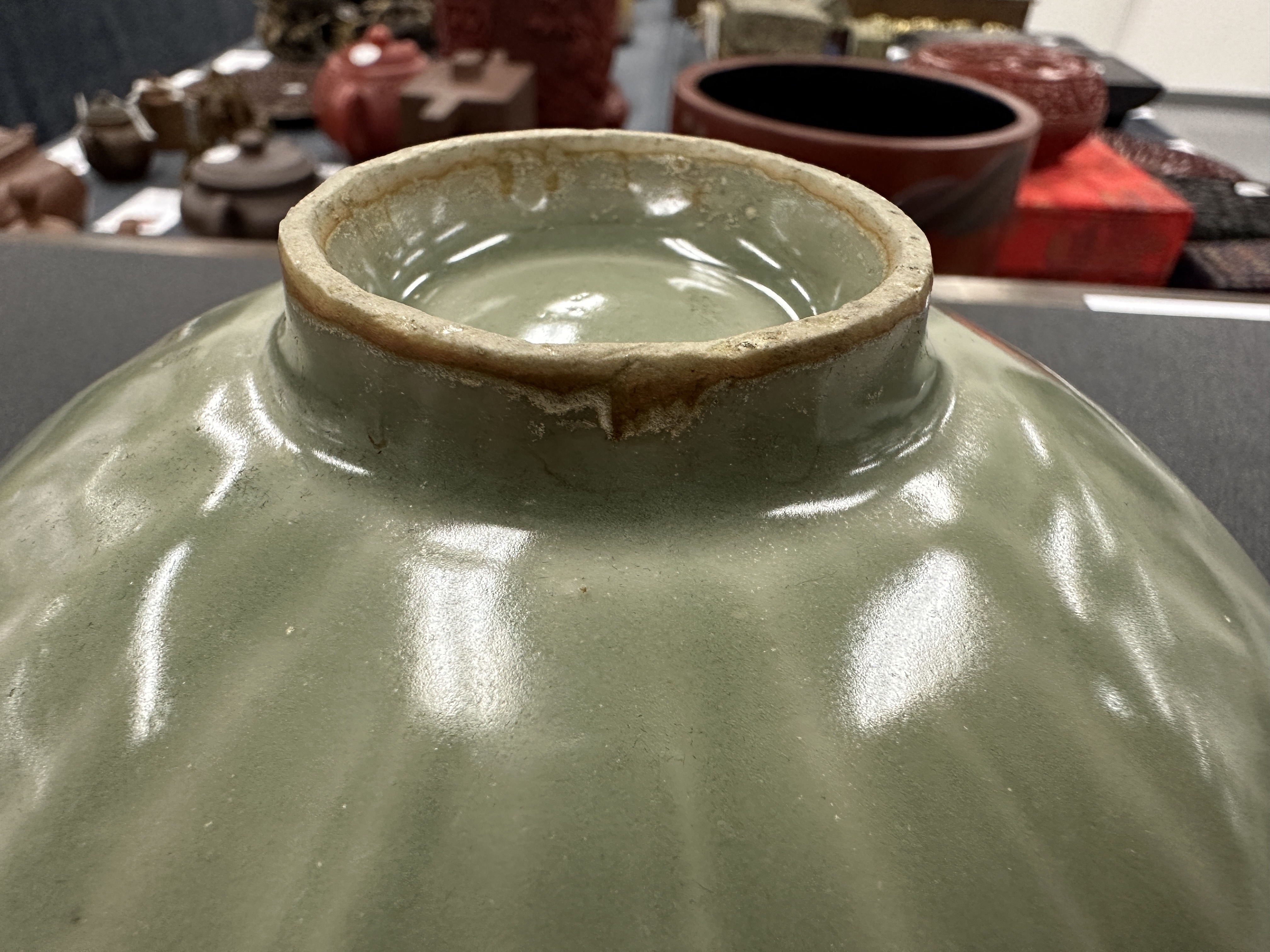 中国 アンティーク 龍泉窯 青磁 碗陶芸