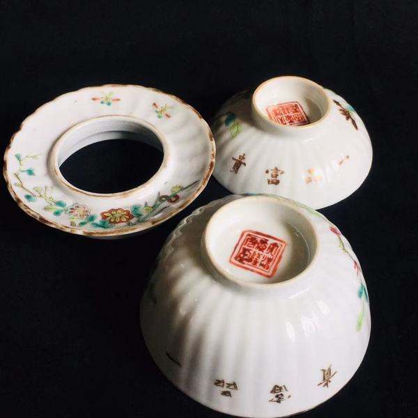 古玩陶瓷同治粉彩一品富貴三才蓋碗拍賣，當前價格5500元