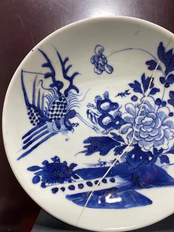 古玩陶瓷清中鳳傳牡丹花卉紋盤拍賣,當前價格1160元